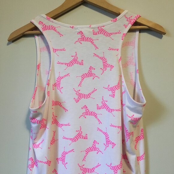 Warehouse One Neon Pink and White Zebra Tank Top - Picture 7 of 16